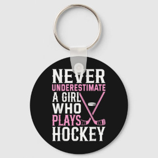 Funny Hockey Art For Girls Women Field Hockey Play Key Ring