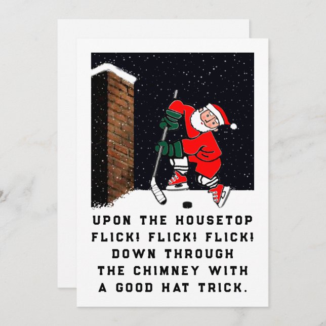 Funny Hockey Christmas Holiday Card (Front/Back)