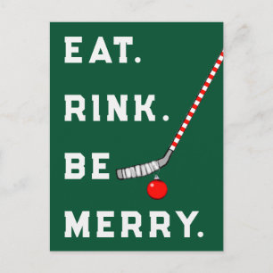 Funny Hockey Christmas Holiday Postcard