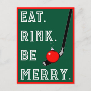 Funny Hockey Christmas Holiday Postcard