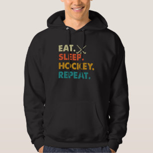 Funny Hockey Eat Sleep Hockey Repeat Vintage  1 Hoodie
