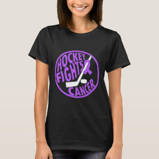 Funny Hockey Fights Cancer Purple Ribbon Gift T-Shirt