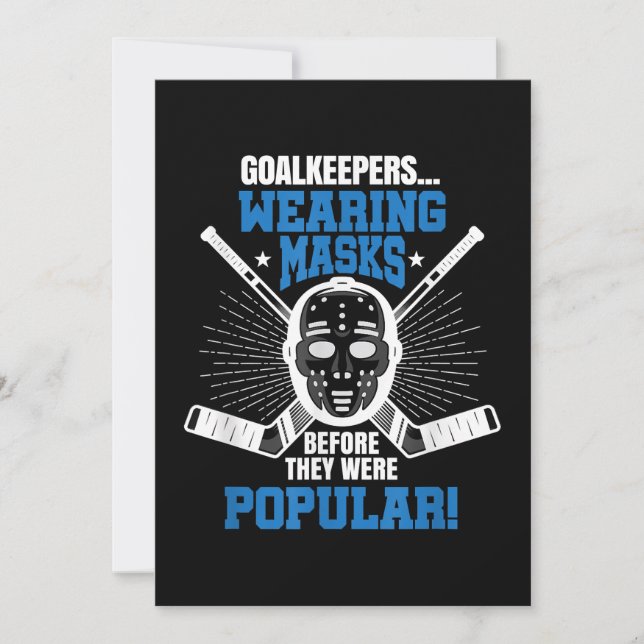 Funny Hockey Goalie Mask Pun Ice Hockey Holiday Card (Front)