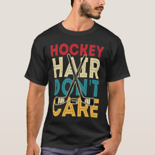 Funny Hockey Hair Don't Care Frisbee Retro Vintage T-Shirt