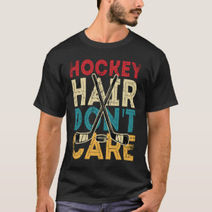 Funny Hockey Hair Don't Care Frisbee Retro Vintage T-Shirt
