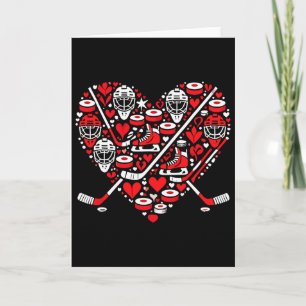 Funny Hockey Heart Valentine Hockey Womens Mens Ki Card