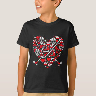 Funny Hockey Heart Valentine Hockey Womens Mens Ki T-Shirt
