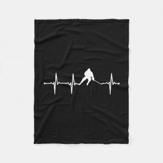 Funny hockey heartbeat fleece blanket