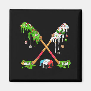 Funny Hockey Holiday Candy Cane Gingerbread  Magnet