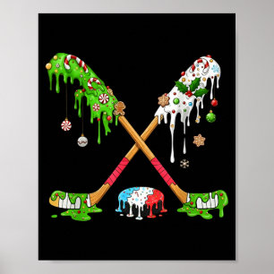 Funny Hockey Holiday Candy Cane Gingerbread  Poster