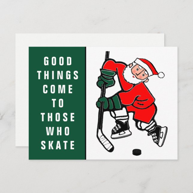 Funny Hockey Holiday Christmas Postcard (Front/Back)