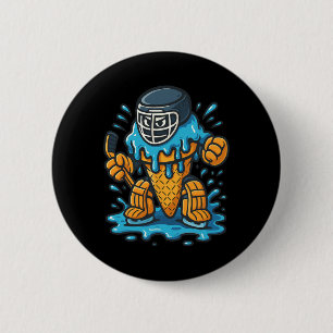 Funny Hockey Ice-cream Cone Cartoon Sports Humor 6 Cm Round Badge