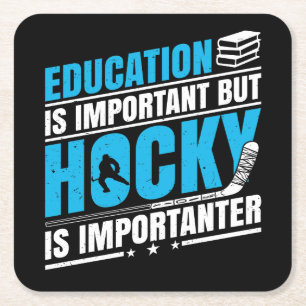 Funny Hockey is Importanter Square Paper Coaster