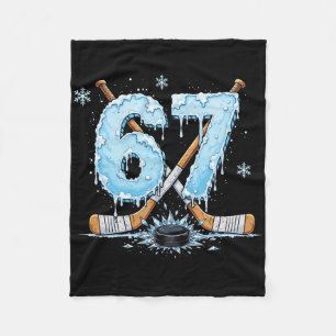 Funny Hockey Lovers Drip 6-7 Number Six Seven Puck Fleece Blanket