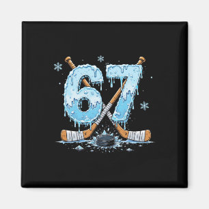Funny Hockey Lovers Drip 6-7 Number Six Seven Puck Magnet