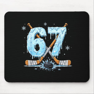 Funny Hockey Lovers Drip 6-7 Number Six Seven Puck Mouse Pad