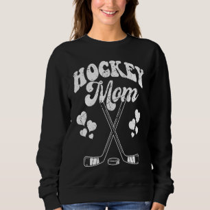 Funny Hockey Mom Frisbee Lover Retro Vintage 70's Sweatshirt