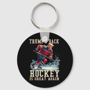 Funny Hockey Trump Player Cool Vintage Ice Hockey Key Ring