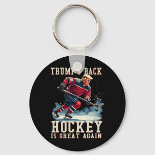 Funny Hockey Trump Player Cool Vintage Ice Hockey Key Ring