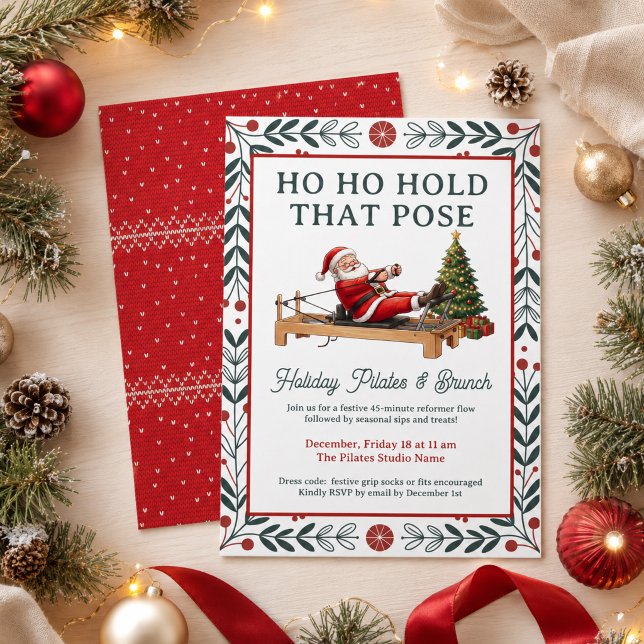 Funny HoHoHold That Pose Christmas Pilates Brunch Invitation (Funny HoHoHold That Pose Christmas Pilates Brunch Invitation
)