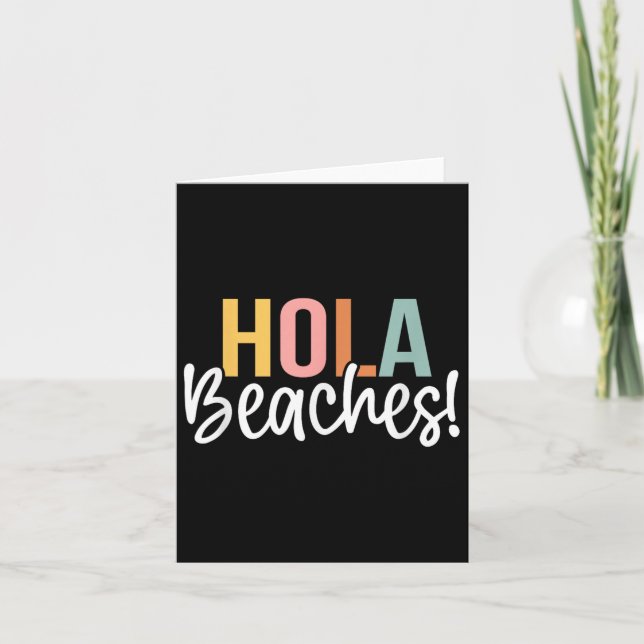 Funny Hola Beach Retro Colourful Throwback Girls B Card (Front)