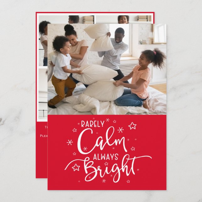 Funny Holiday 5 Photo Rarely Calm Red Christmas (Front/Back)