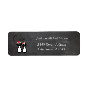Funny holiday cartoon Santa cat couple chalkboard