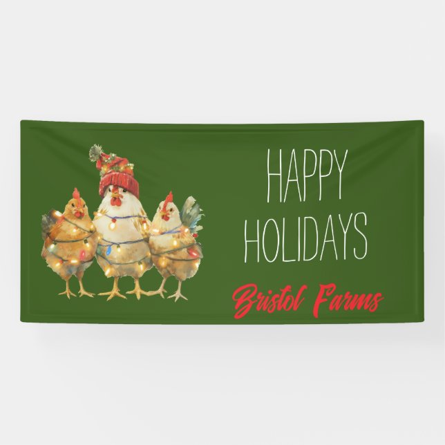 Funny Holiday Chickens Customisable Banner (Horizontal)