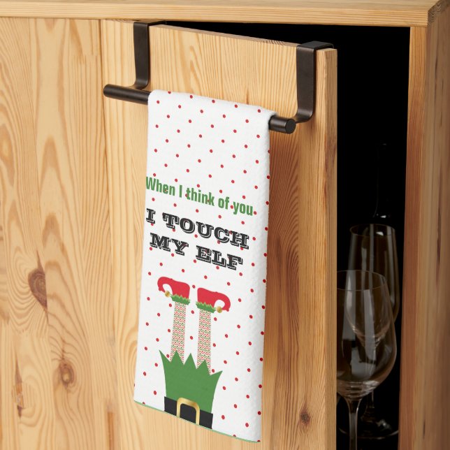 Funny Holiday Christmas Party Elf  Tea Towel (Thirds Fold)