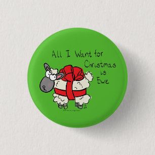Funny Holiday Cute Sheep Christmas Cartoon 3 Cm Round Badge