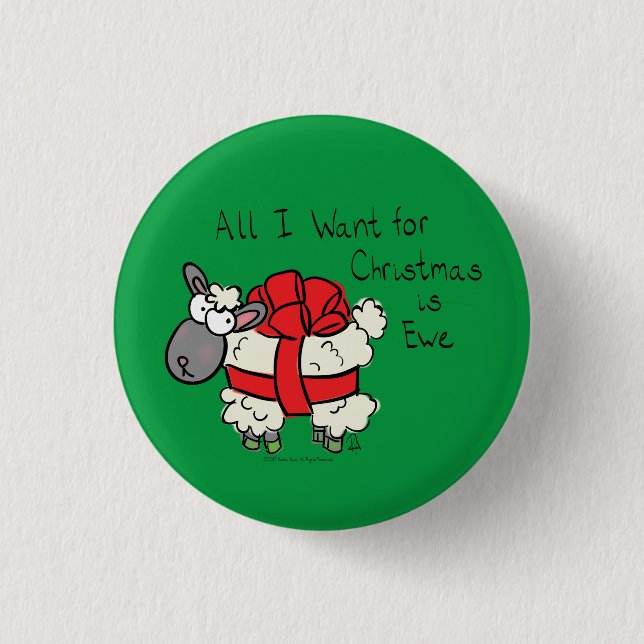 Funny Holiday Cute Sheep Christmas Cartoon 3 Cm Round Badge (Front)