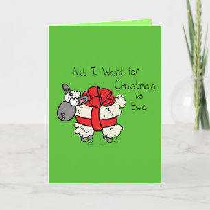 Funny Holiday Cute Sheep Christmas Cartoon Card