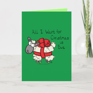 Funny Holiday Cute Sheep Christmas Cartoon Card