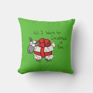 Funny Holiday Cute Sheep Christmas Cartoon Cushion