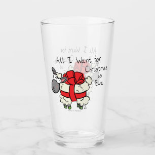Funny Holiday Cute Sheep Christmas Cartoon Glass