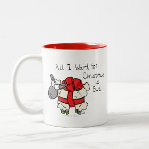 Funny Holiday Cute Sheep Christmas Cartoon Two-Tone Coffee Mug