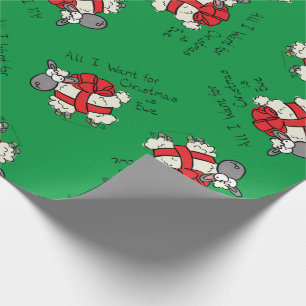 Funny Holiday Cute Sheep Christmas Cartoon Wrapping Paper