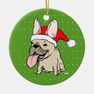 Funny Holiday French Bulldog Frenchie Christmas Ceramic Tree Decoration