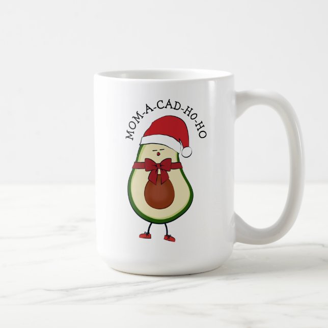 Funny Holiday Gift Santa Hat Avocado Coffee Mug (Right)