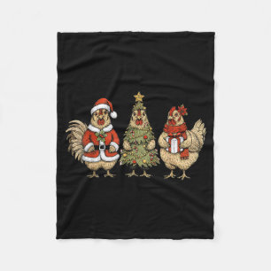 Funny Holiday Hen Christmas Chicken  Fleece Blanket