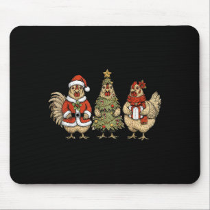 Funny Holiday Hen Christmas Chicken Mouse Pad