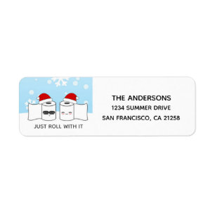Funny Holiday Just Roll With It Address Label