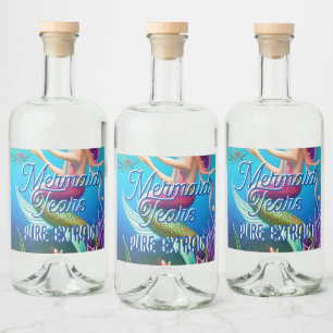 Funny Holiday Mermaid Tears Pure Extract  Artistic Liquor Bottle Label
