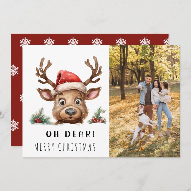 FUNNY Holiday Reindeer Christmas Photo Card (Front/Back)
