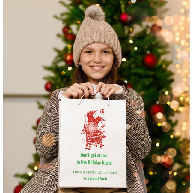 Funny Holiday Santa Merry Christmas Medium Gift Bag (Creator Uploaded)