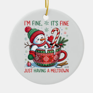 “Funny Holiday – Snowman Meltdown Ceramic Tree Decoration