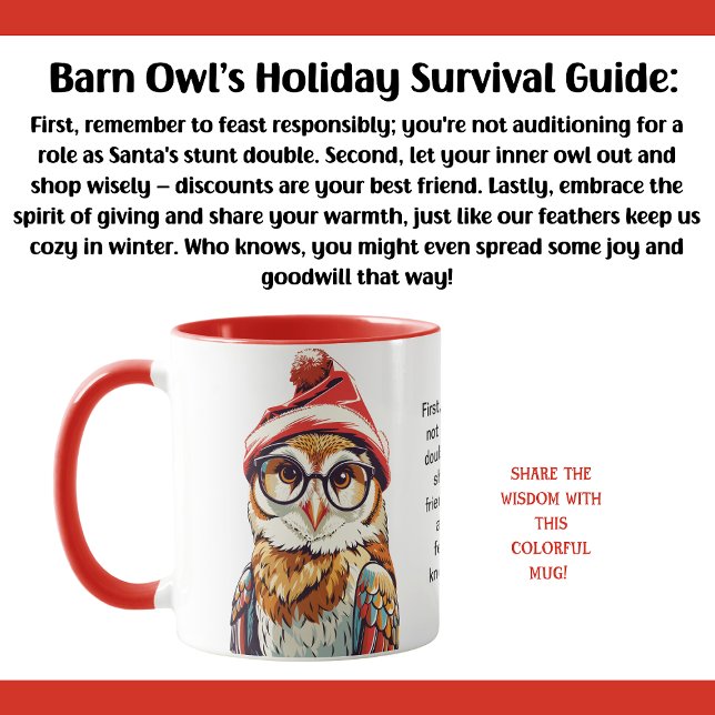 Funny Holiday Survival Tips From A Barn Owl Mug (Creator Uploaded)