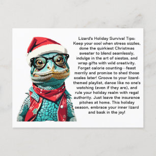 Funny Holiday Survival Tips From A Lizard Postcard