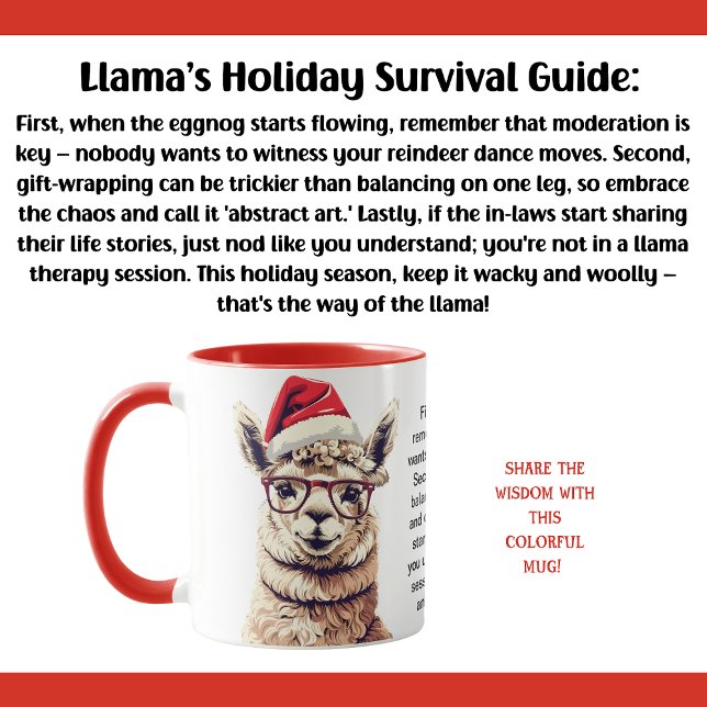 Funny Holiday Survival Tips From A Llama Mug (Creator Uploaded)