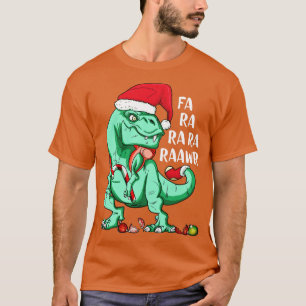 Funny Holiday T Rex In Santa Hat Fa Ra Rawr Christ T-Shirt